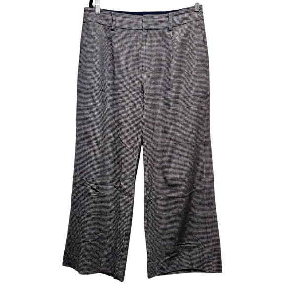 Banana Republic Petite Womens Houndstooth Wool Blend Wide-Leg Trousers Size 12P - Picture 1 of 9